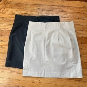 H&M Ivory and Black Faux Leather Mini Skirts Sz 10
